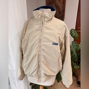 Vintage Eddie Bauer Men’s Bomber Jacket Cream Fleece Lined USA Made Size M